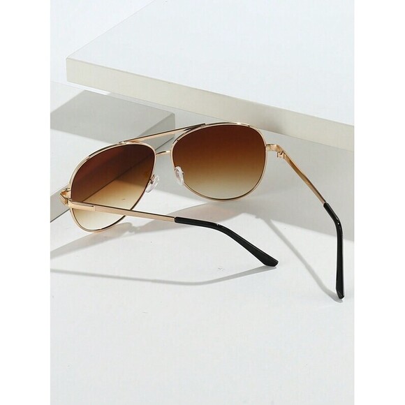 Metal Oval Frame Retro Double Bridge Aviator Glasses , Su main image 6